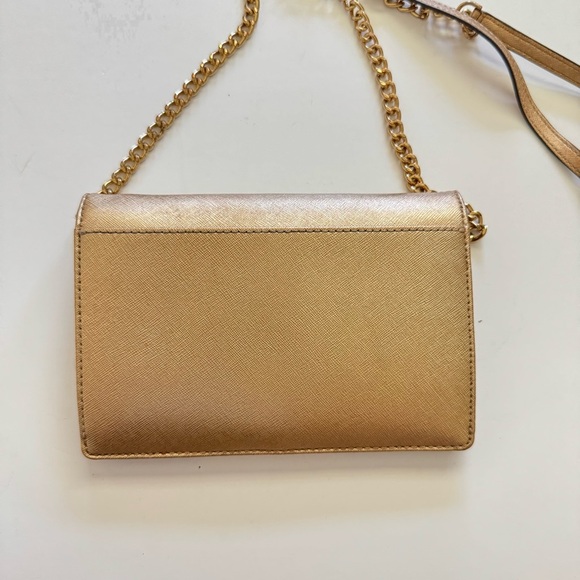 Michael Kors Gold Chain Strap Leather  Crossbody Bag - Picture 4 of 9